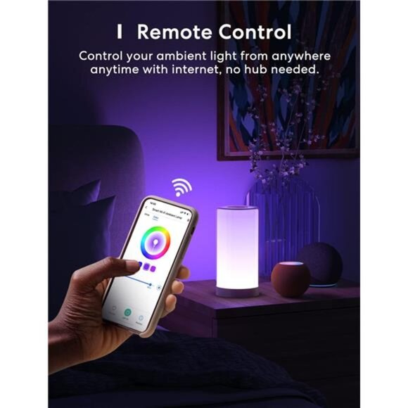 meross Smart WiFi Table Lamp, Bedside Lamp, Compatible with Apple HomeKit, - Picture 2 of 7